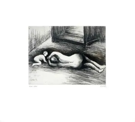 Radierung Und Aquatinta Moore - Mother and Child XV