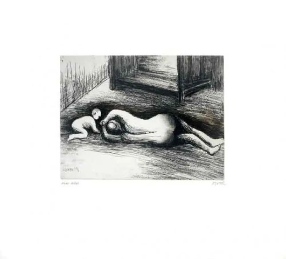 Radierung Und Aquatinta Moore - Mother and child XV