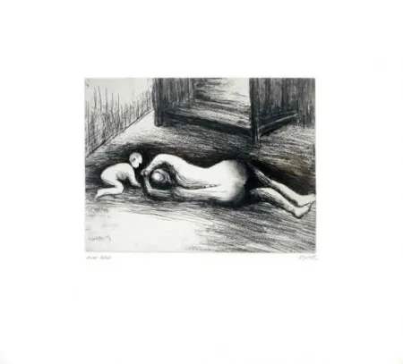 Radierung Und Aquatinta Moore - Mother and child XV