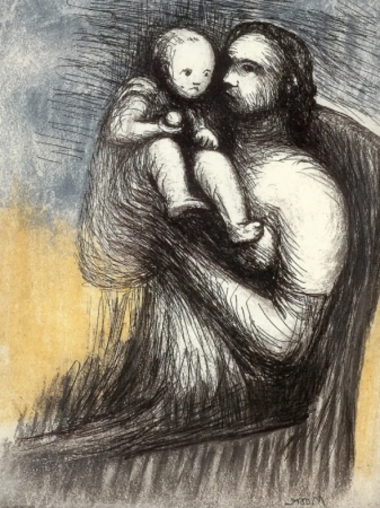 Radierung Und Aquatinta Moore - Mother and Child XXV