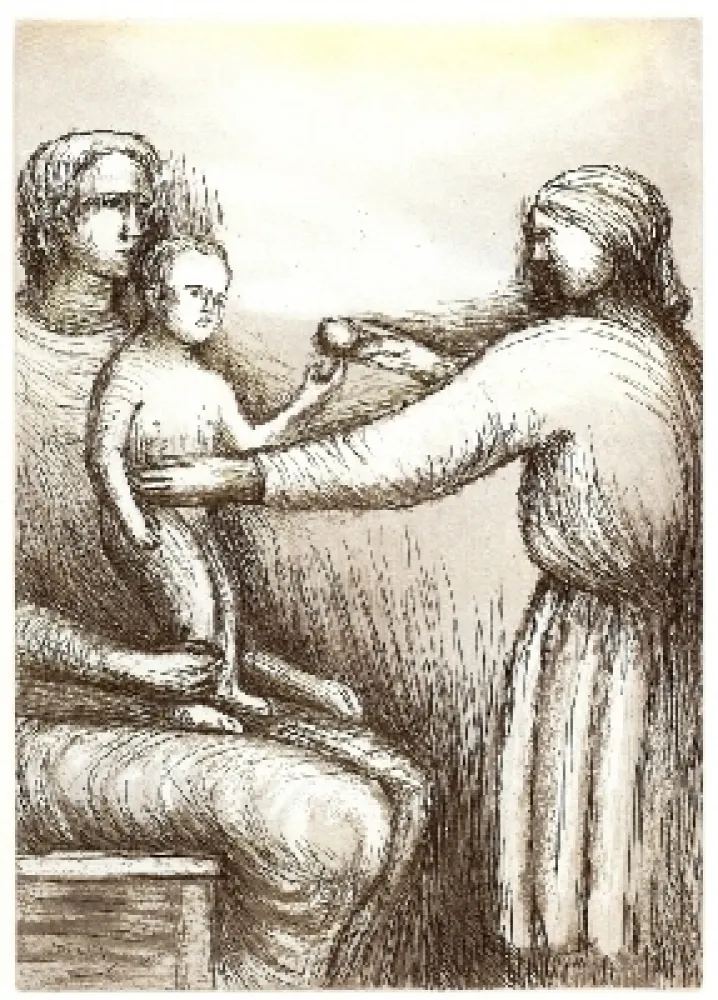 Radierung Und Aquatinta Moore - Mother & Child XXI