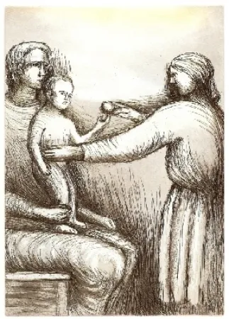 Radierung Und Aquatinta Moore - Mother & Child XXI