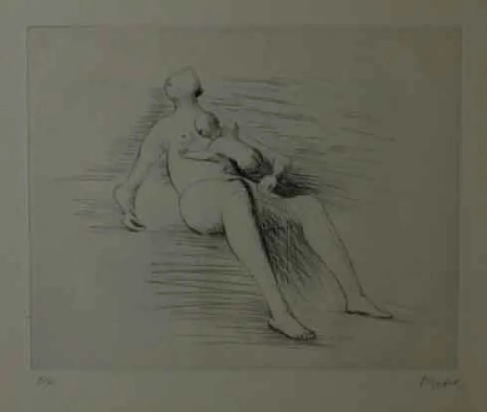 Radierung Moore - RECLING MOTHER AND CHILD II