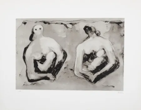 Lithographie Moore - Sisters with Children (C. 544)