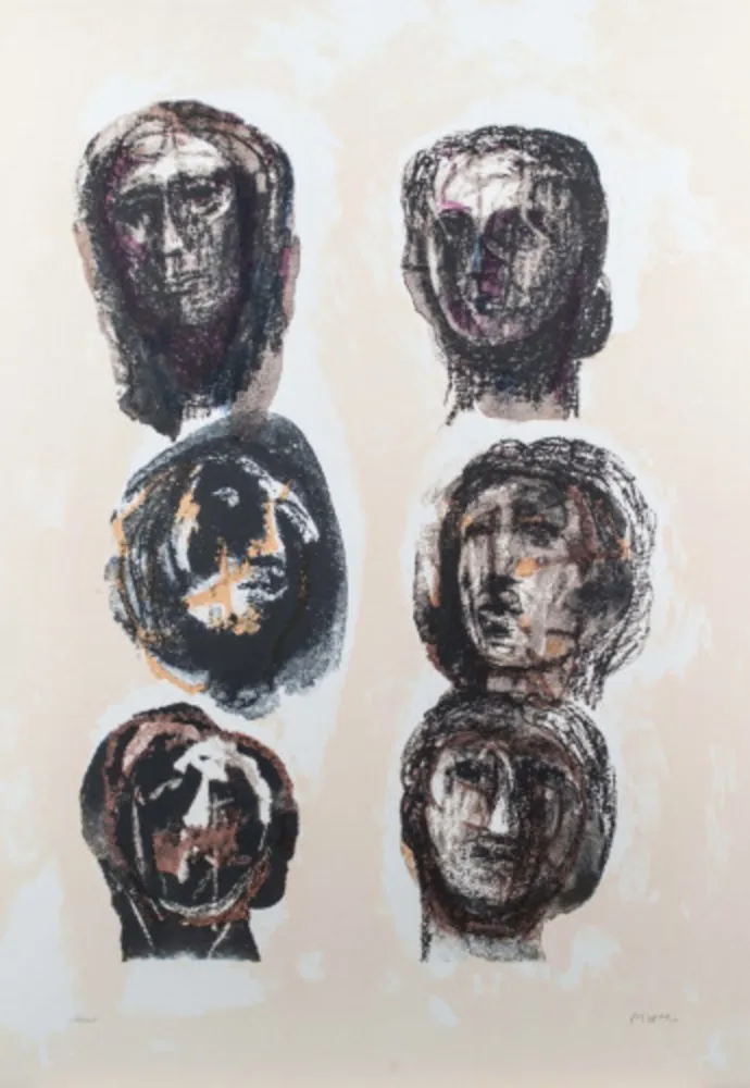 Lithographie Moore - Six Heads Olympians