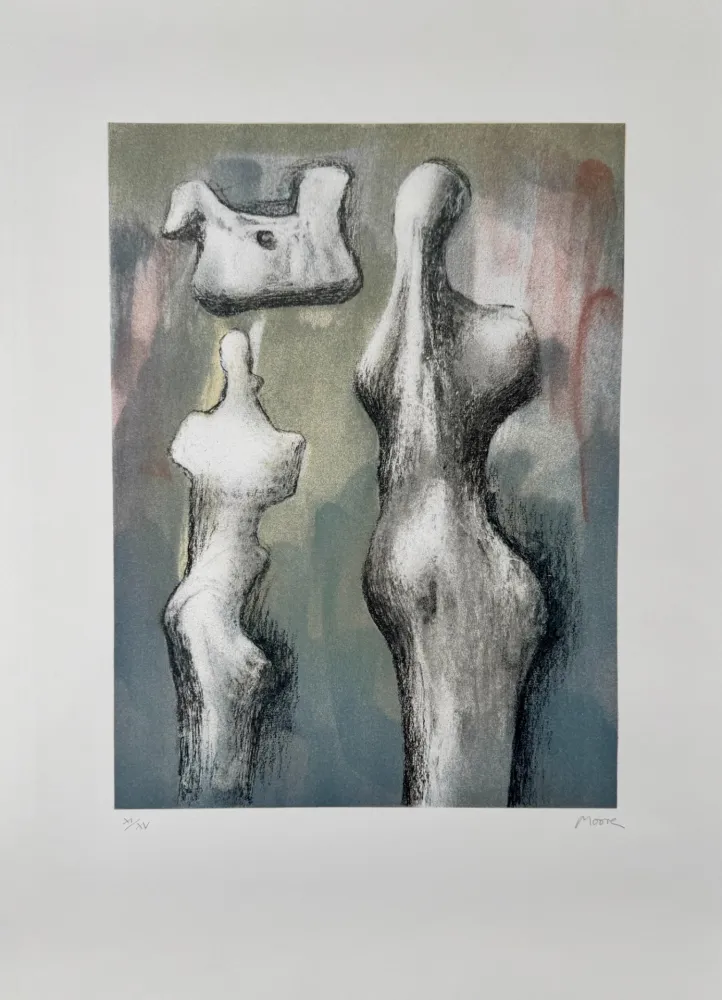 Lithographie Moore - Three Sculptures Ideas 