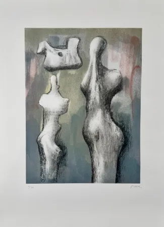 Lithographie Moore - Three Sculptures Ideas 