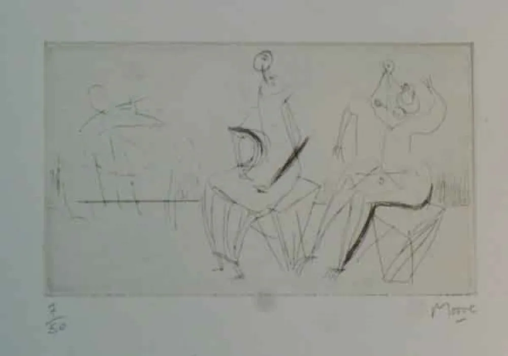Radierung Moore - TWO SEATED FIGURES I