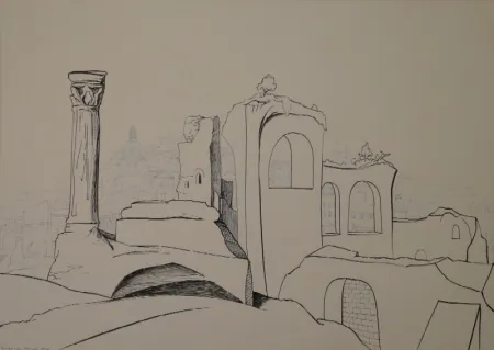 Monotypie Moos - Römische Erinnerung