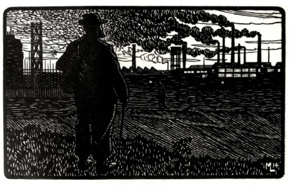 Stich Moreau - LE CHEMINOT / THE RAILROADER - Gravure s/bois / Woodcut - 1912