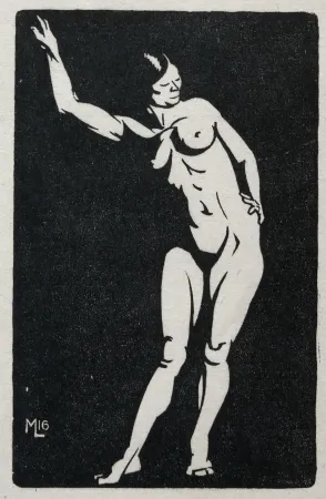 Holzschnitt Moreau - NU / NUDE - 1913