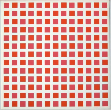 Siebdruck Morellet - 1 carré rouge 1 carré orange
