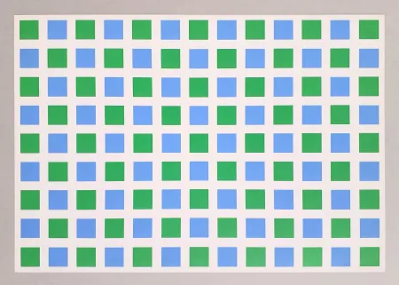 Siebdruck Morellet - Quadrillage vert et bleu