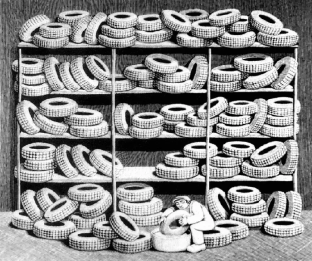 Holzschnitt Morena - Il gommista