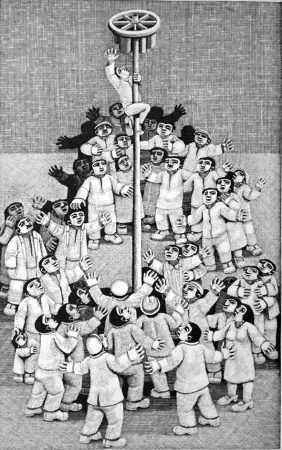 Holzschnitt Morena - L'albero della cuccagna