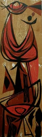 Holzschnitt Moy - Girl Juggling