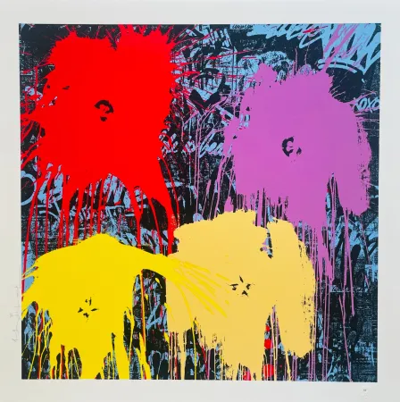 Siebdruck Mr Brainwash - Flowarh$ (Variation Red)