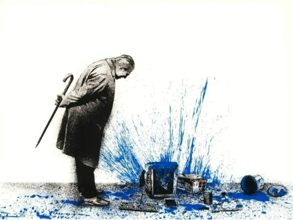Siebdruck Mr Brainwash - Glitch - Blue, 2018  