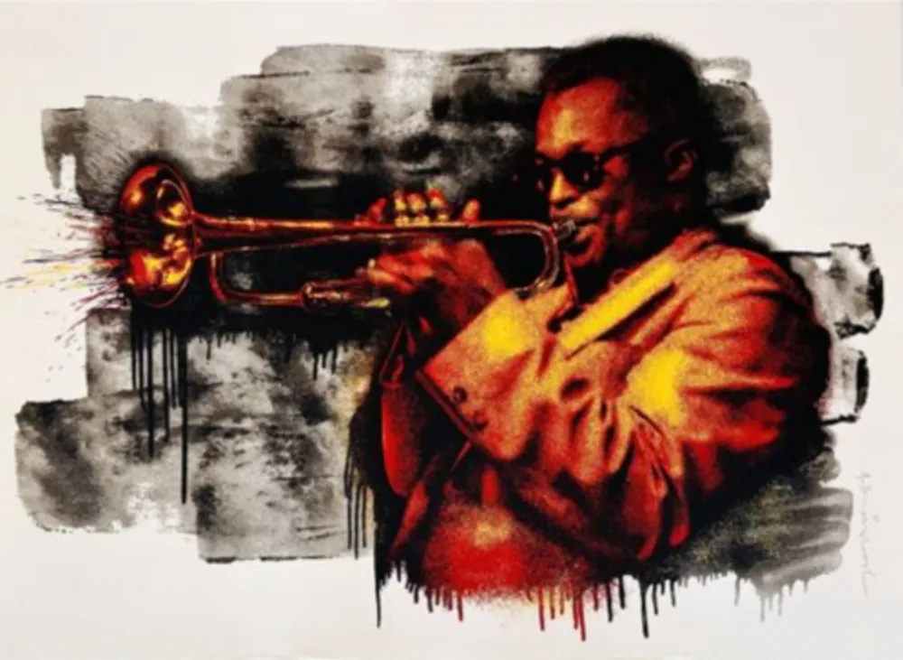 Siebdruck Mr Brainwash - Miles Davis (Red, Yellow)