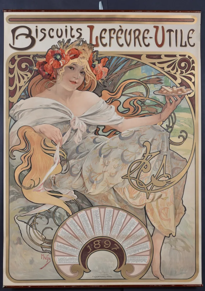 Lithographie Mucha - Biscuits Lefèvre-Utile, 1896