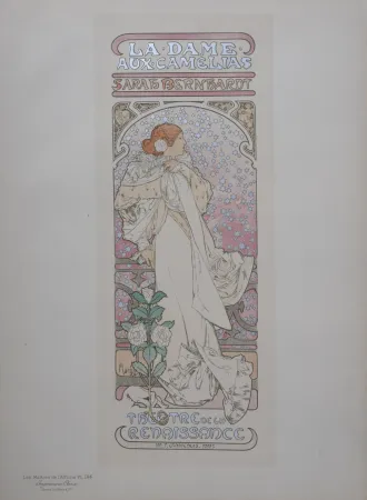 Lithographie Mucha - La Dame aux Camélias (Sarah Bernhardt) - Les Maîtres de l'Affiche, 1898