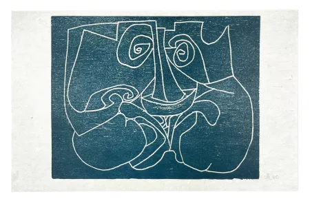 Holzschnitt Müller - 13 FOIS ELLE ET MOI - MASQUE I