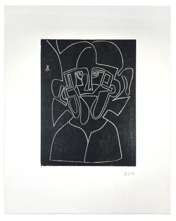 Holzschnitt Müller - VISAGE V (MIROIR)