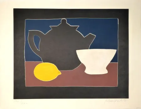 Aquatinta Mumprecht - Théière, bol et citron