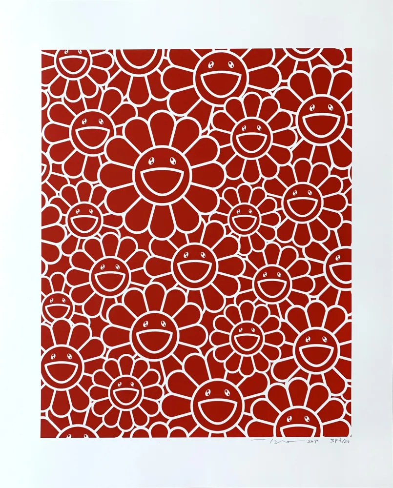 Siebdruck Murakami - Red Flowers