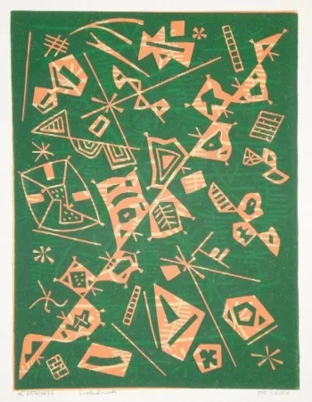 Linolschnitt Nebel - Farbiger Linolschnitt (Werknummer 657/1973)