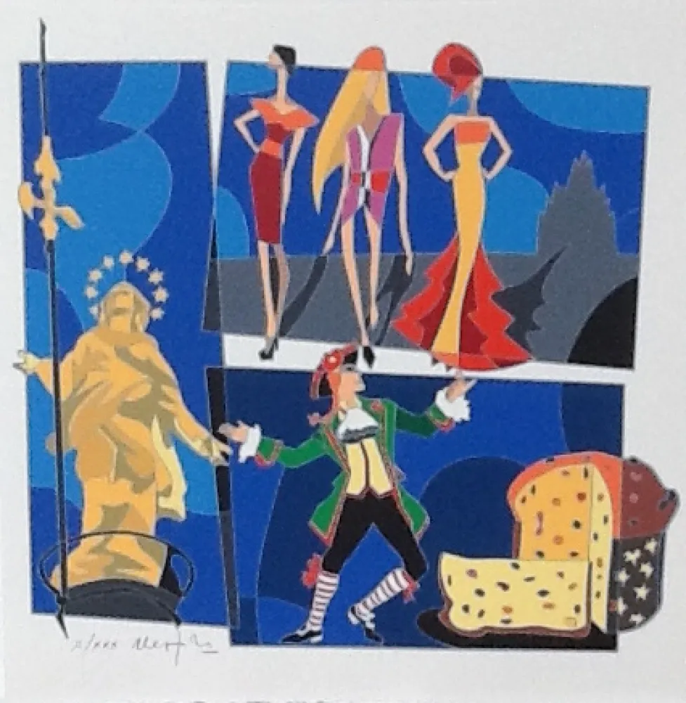 Siebdruck Nespolo - Serigrafia tratta dalla cartella Milan l'è un gran Milan