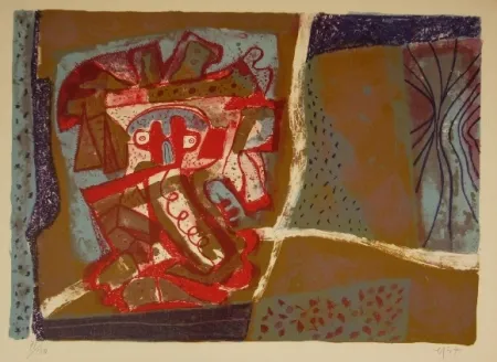 Lithographie Nieto - Tête rouge