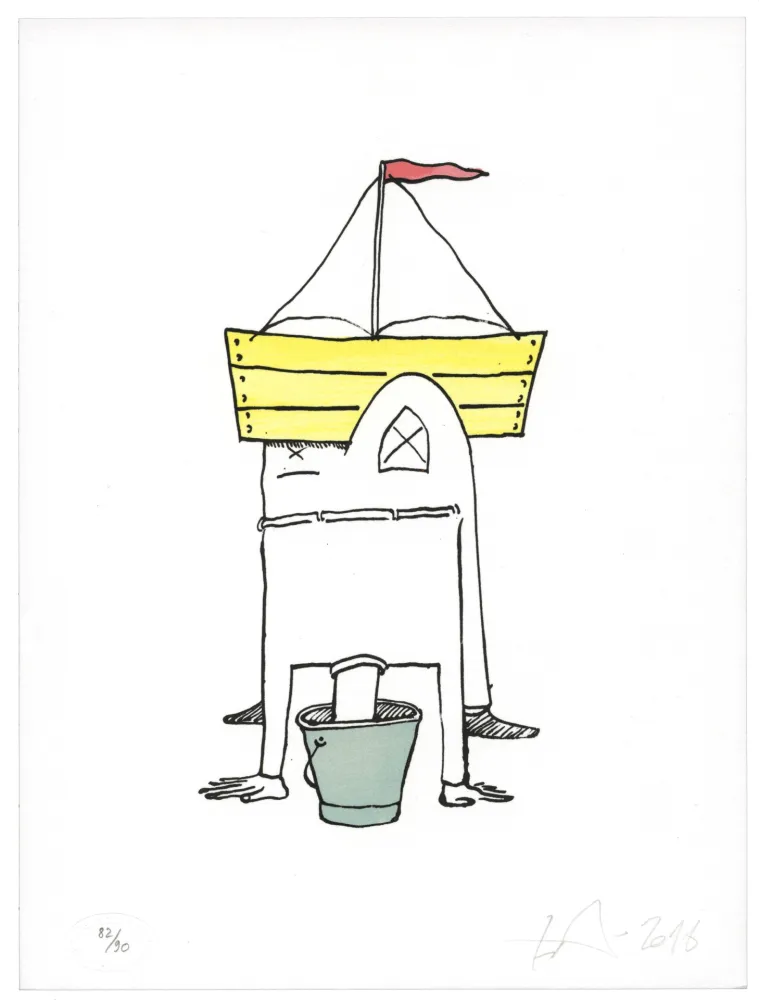 Lithographie Nørgard - Tête dans le sceau