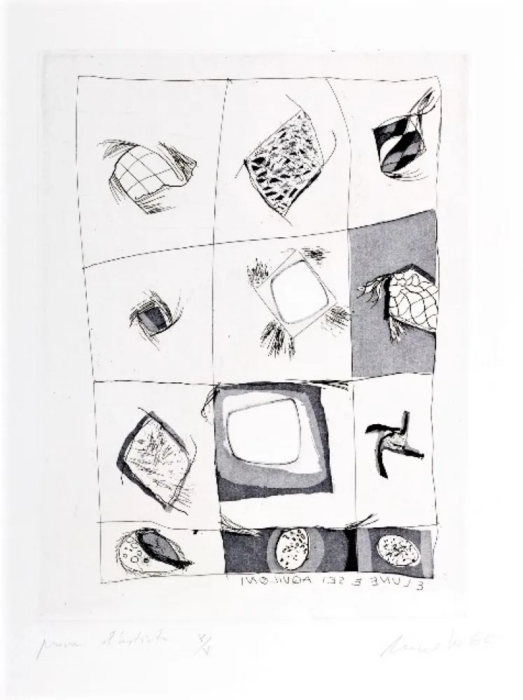 Radierung Novelli - 3 lune e sei aquiloni