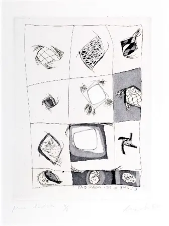 Radierung Novelli - 3 lune e sei aquiloni