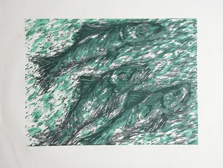 Holzschnitt Olsen - Lachse / Salmon