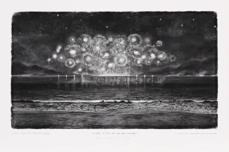 Digitale Druckgrafik Op De Beeck - Midnight, a calm Sea and some Firework