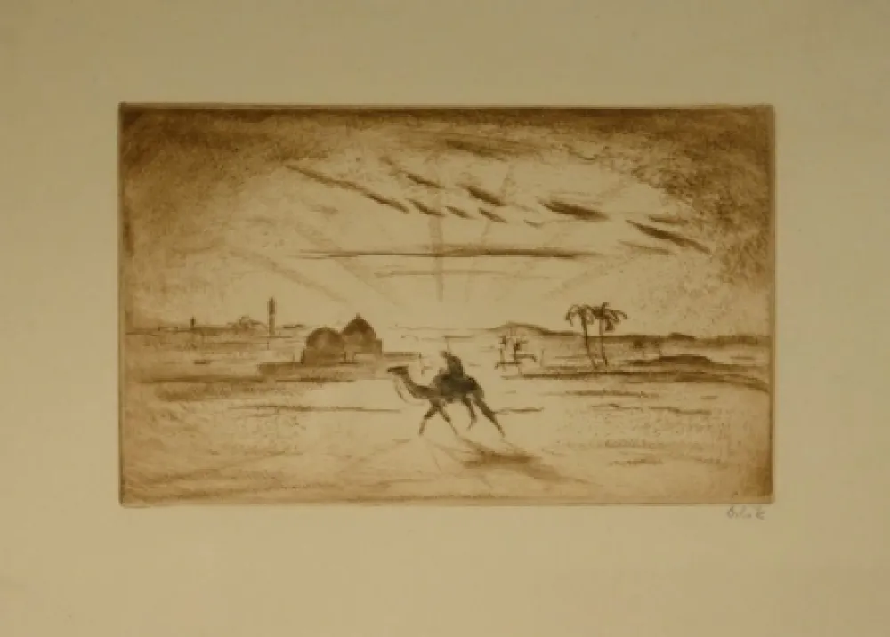 Radierung Orlik - Aus Ägypten