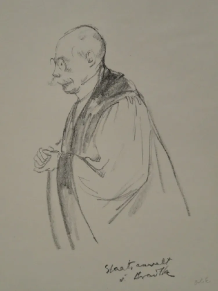 Lithographie Orlik - Aus dem Reigen-Process 1921