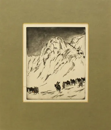 Radierung Und Aquatinta Orlik - Austrian Munitions Column on Serbian Border