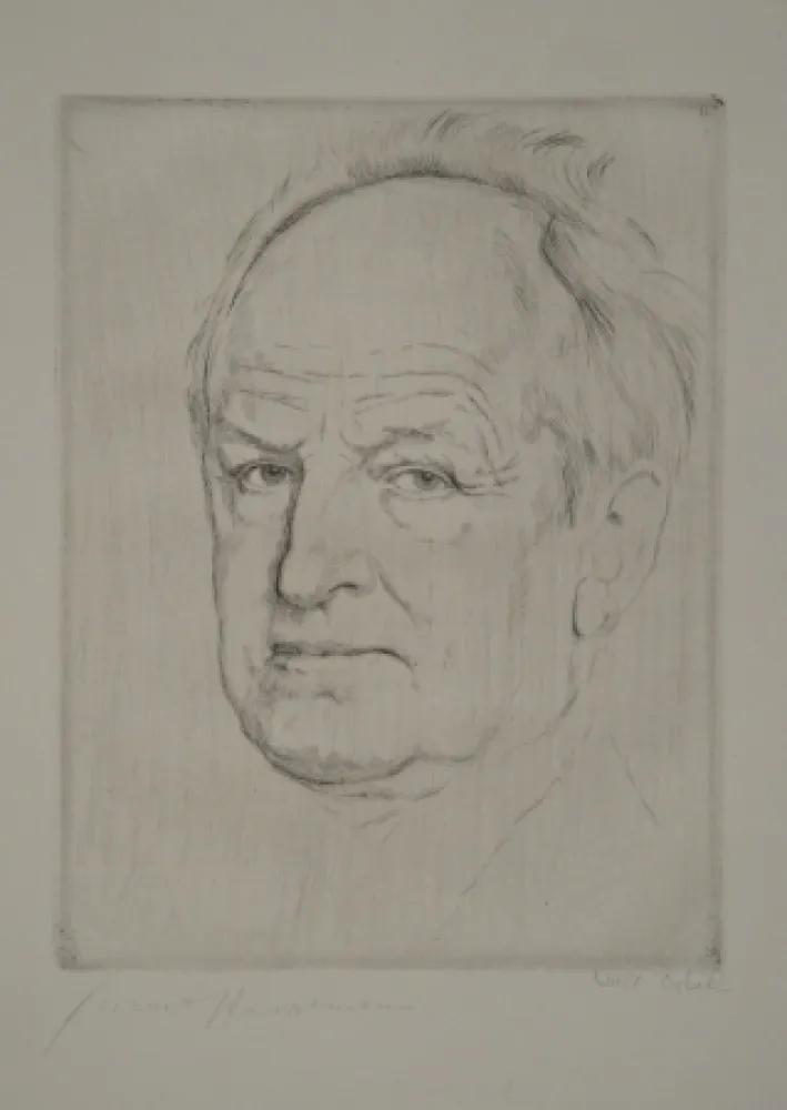 Radierung Orlik - Gerhart Hauptmanns Bildnis