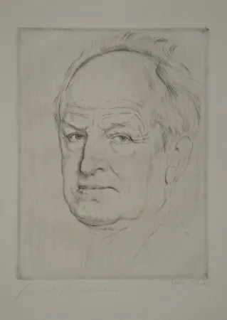 Radierung Orlik - Gerhart Hauptmanns Bildnis