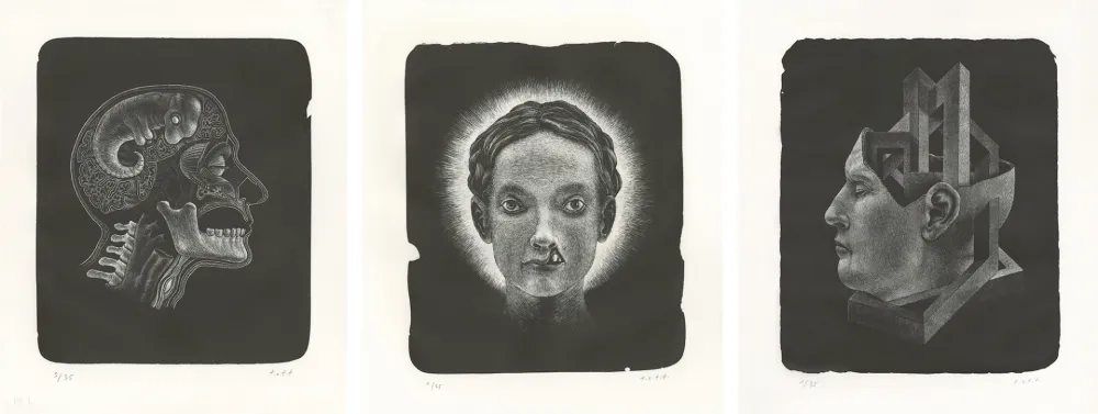 Lithographie Ott - Die Heilige (La sainte) - Triptyque