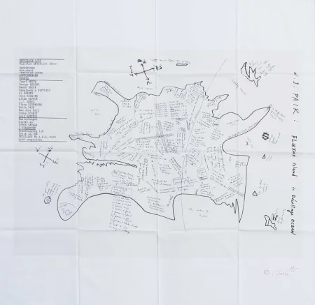 Siebdruck Paik - FLUXUS ISLAND IN DECOLLAGE OCEAN