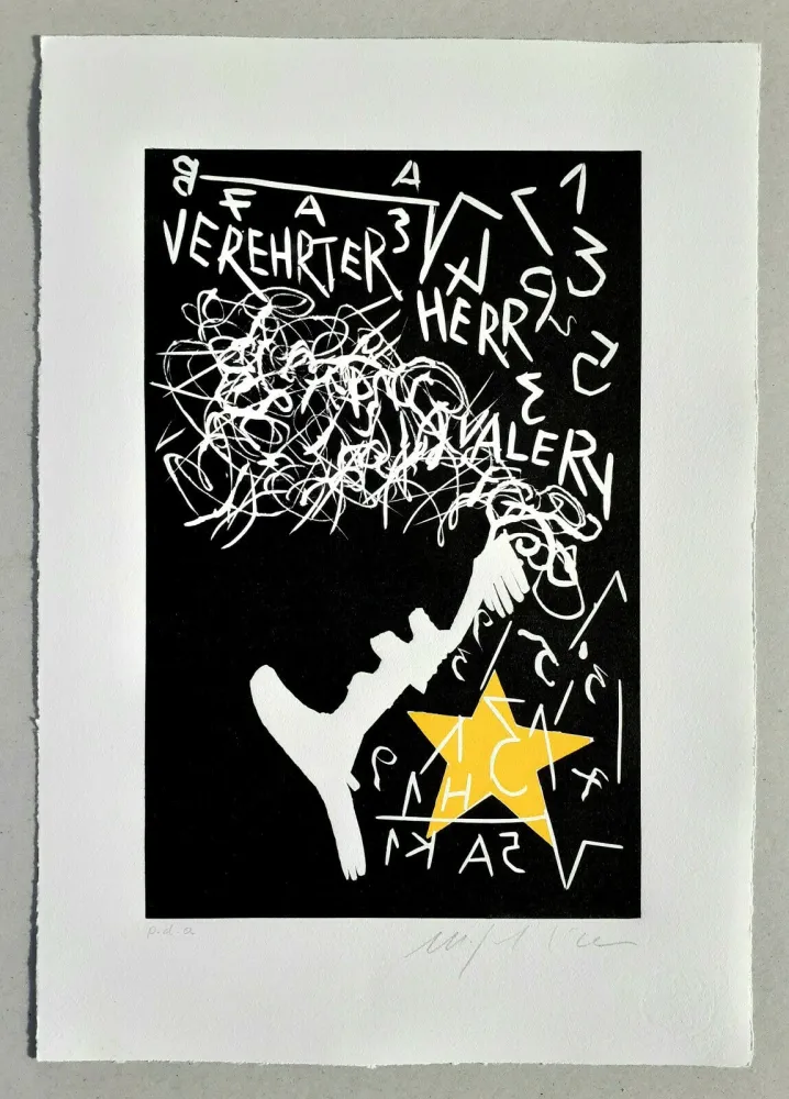 Linolschnitt Paladino - Cher monsieur Einstein