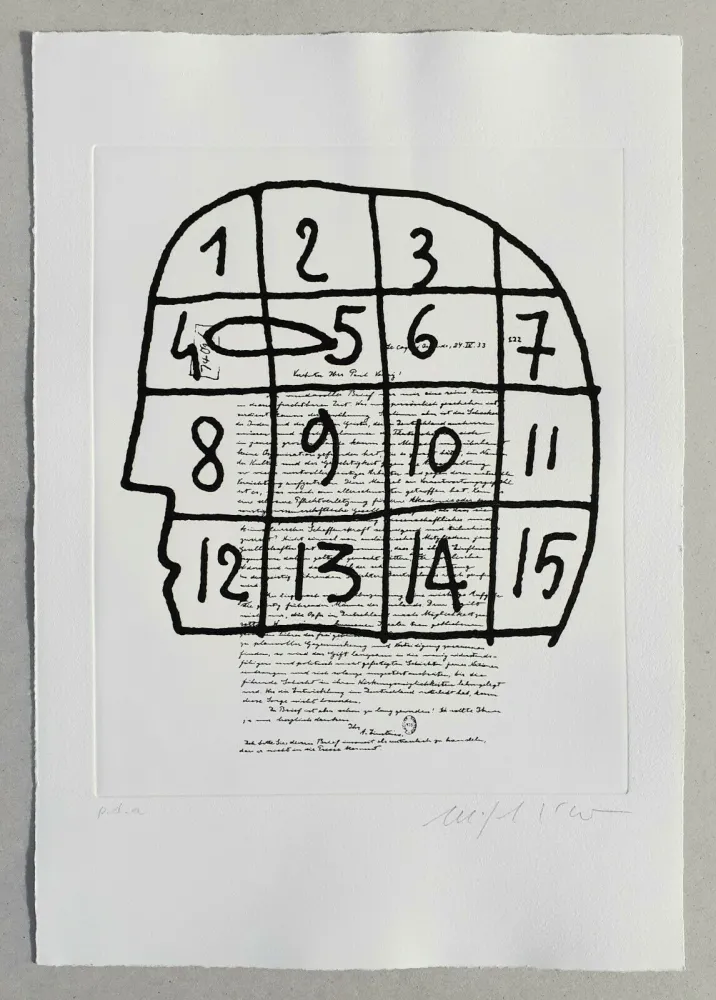 Linolschnitt Paladino - Cher monsieur Einstein (tav. 3)