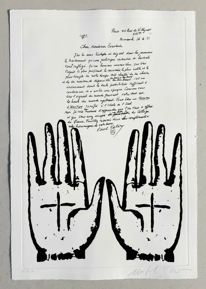 Linolschnitt Paladino - Cher monsieur Einstein (tav. 4)