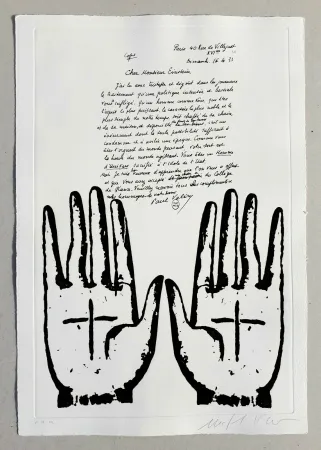 Linolschnitt Paladino - Cher monsieur Einstein (tav. 4)