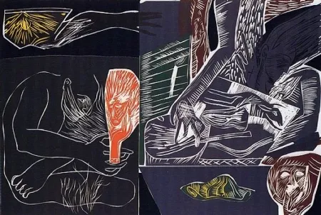 Linolschnitt Paladino - Dedalus