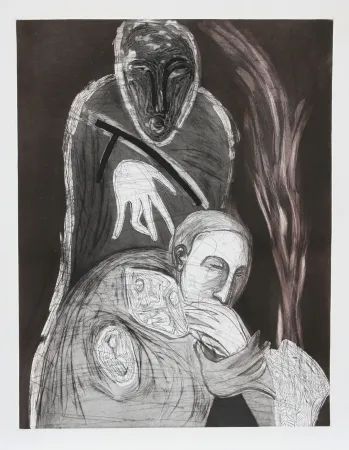 Radierung Und Aquatinta Paladino - Ex-Giganti All'alba